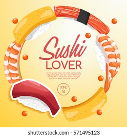 Sushi Rolls Elements : Vector Illustration