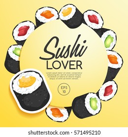 Sushi Rolls Elements : Vector Illustration