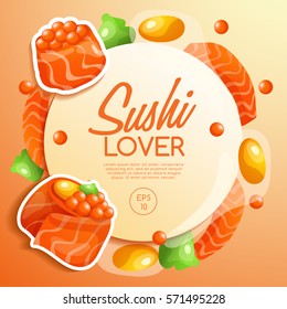 Sushi Rolls Elements : Vector Illustration