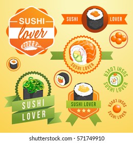 Sushi Rolls Elements : Vector Illustration