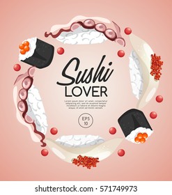 Sushi Rolls Elements : Vector Illustration