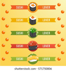 Sushi Rolls Elements : Vector Illustration
