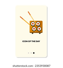 El sushi rueda un icono de vector plano. Señal aislada de rollo de salmón. Asia, cocina tradicional, concepto de almuerzo. Elementos de símbolo de ilustración de vector para diseño web