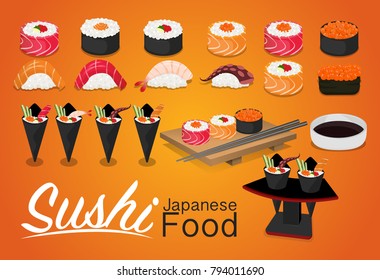 Sushi rolls food japanese and backgrounds Orange