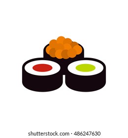 Sushi rolls icon in flat style on a white background vector illustration