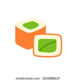 Icono de rollos de sushi. Icono de color plano aislado. Ilustración vectorial. Diseño de glifos modernos. Ingredientes de comida. Gastronomía de Japón