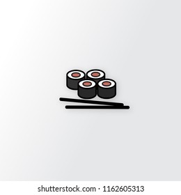 Sushi rolls icon line symbol. Premium quality isolated maki element in trendy flat  style.