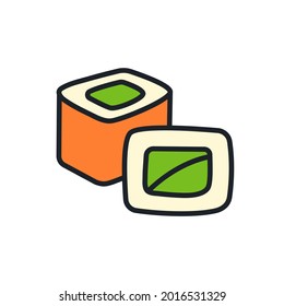 Sushi rolls icon. Vector isolated linear color icon contour shape outline. Thin line. Modern glyph design. Food ingredients. Japanese cuisine