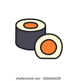 Sushi rolls icon. Vector isolated linear color icon contour shape outline. Thin line. Modern glyph design. Food ingredients. Japanese cuisine