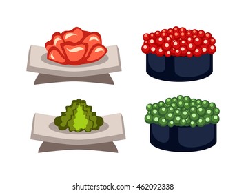 Sushi rolls icons food and japanese seafood sushi rolls