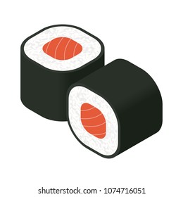 sushi rolls. isometric vector illustration in flat style