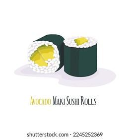 sushi rolls. isometric vector illustration in flat style
