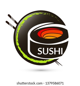 Sushi and rolls japanese food symbol design