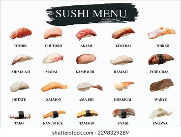 Sushi Rolls, Japanese foods on white background. Perfect for using in food commercial, menu, poster design.