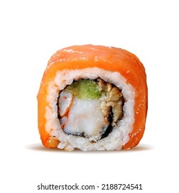 Sushi rolls low poly. Fresh, nutritious, tasty sushi rolls. Vector illustration. Appetizer with fish in triangulation technique.