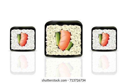 Sushi rolls realistic vector. Japanese cuisine isolated on white vector illustration. traditional food icons