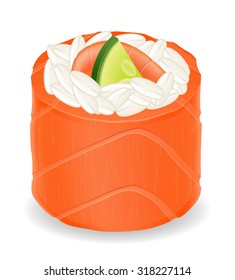 sushi rolls in red fish vector illustration isolated on white background