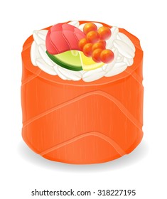 sushi rolls in red fish vector illustration isolated on white background