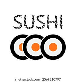 Sushi, rolls, restaurant vector icons on a white background