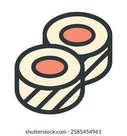 Sushi rolls with salmon and rice isolated