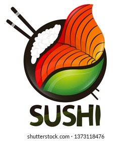 Sushi and rolls with seafood stylish design