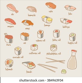 sushi and rolls set