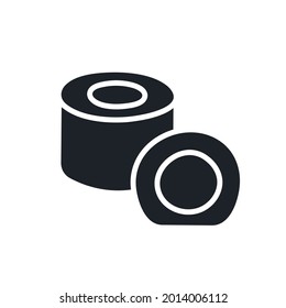 Sushi rolls silhouette. Black isolated silhouettes. Fill solid icon. Modern glyph design. Vector illustration. Food ingredients. Japanese cuisine