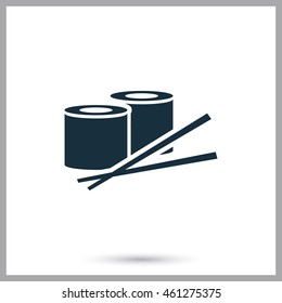 Sushi rolls simple icon on the background