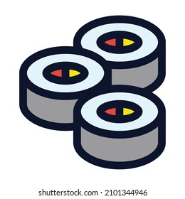 Sushi Rolls. Simple Vector Color Icon.