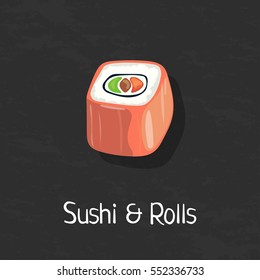 Sushi and rolls vector food illustration