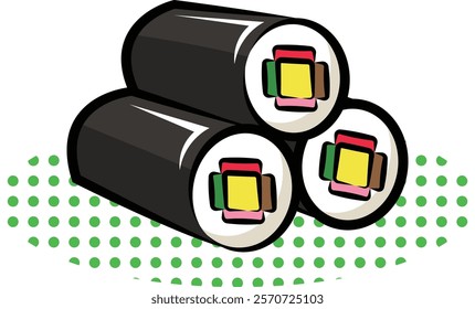 Sushi rolls("Setsubun Ehomaki" in Japanese) | Useful seasonal event materials series (spring) | Pop illustrations