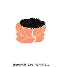 sushi with salmon and caviar logo icon
