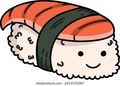 ilustración vectorial lindo de salmón sushi