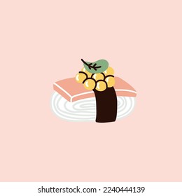 sushi with salmon. hand drawn vector illustration in flat style
