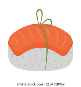sushi with salmon icon isolated