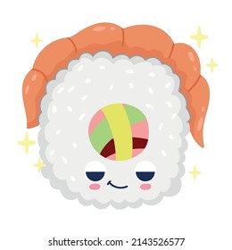 sushi salmon kawaii icon isolated