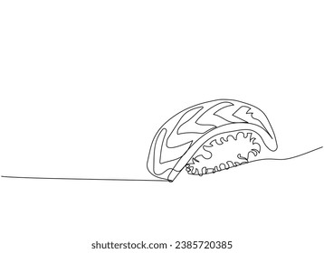 Sushi, salmon nigiri, Aburi nigiri one line art. Continuous line drawing of sushi, japanese, food, roll, culture, tasty, restaurant, japan, asian, sea, menu