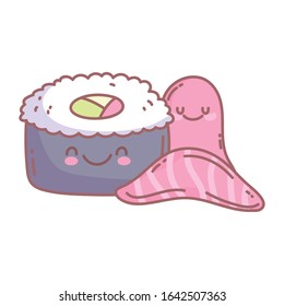 sushi salmon octopus and cookie menu restaurant food cute vector illustration