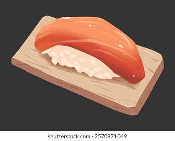 Sushi salmon realistic on gray background for decoration