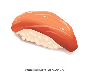 Sushi salmon realistic on white background for decoration