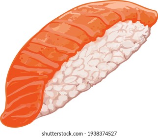 Sushi with salmon and rice in vector graphic