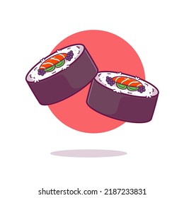 Sushi salmon roll cartoon vector icon illustration