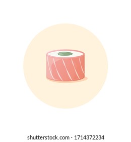 sushi salmon roll vector illustration. japanese food. isolated on white background
