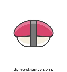 Sushi sashimi colored line icon.