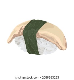 Sushi with scallop. Hand drawn vector illustration.