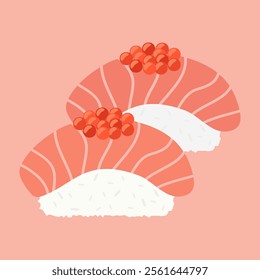 Sushi and seafood. Japanese traditional cuisine, tasty food icon. Asian sushi bar vector and Chinese food flat