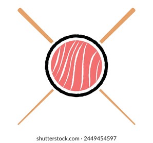 sushi seafood roll with chop stick japan food icon