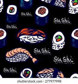 Sushi seamless background.