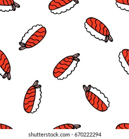 sushi seamless doodle pattern