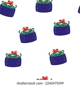 Sushi seamless pattern. Asian food background. Perfect for restaurant cafe and print menus. Vector hand draw cartoon illustration. 